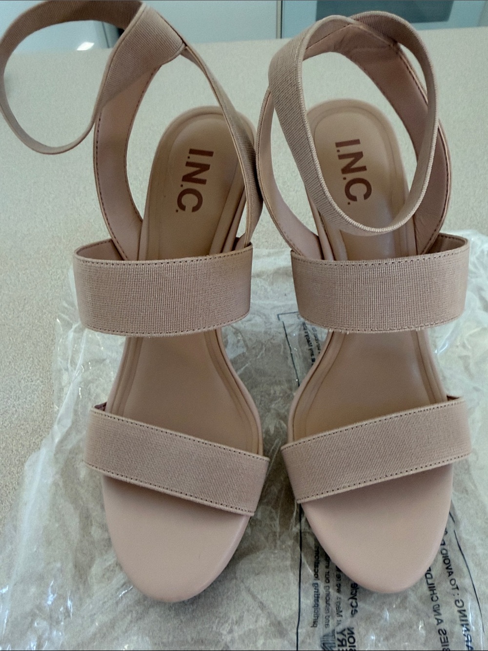 INC International Concepts Blush Elastic Strap Sandals